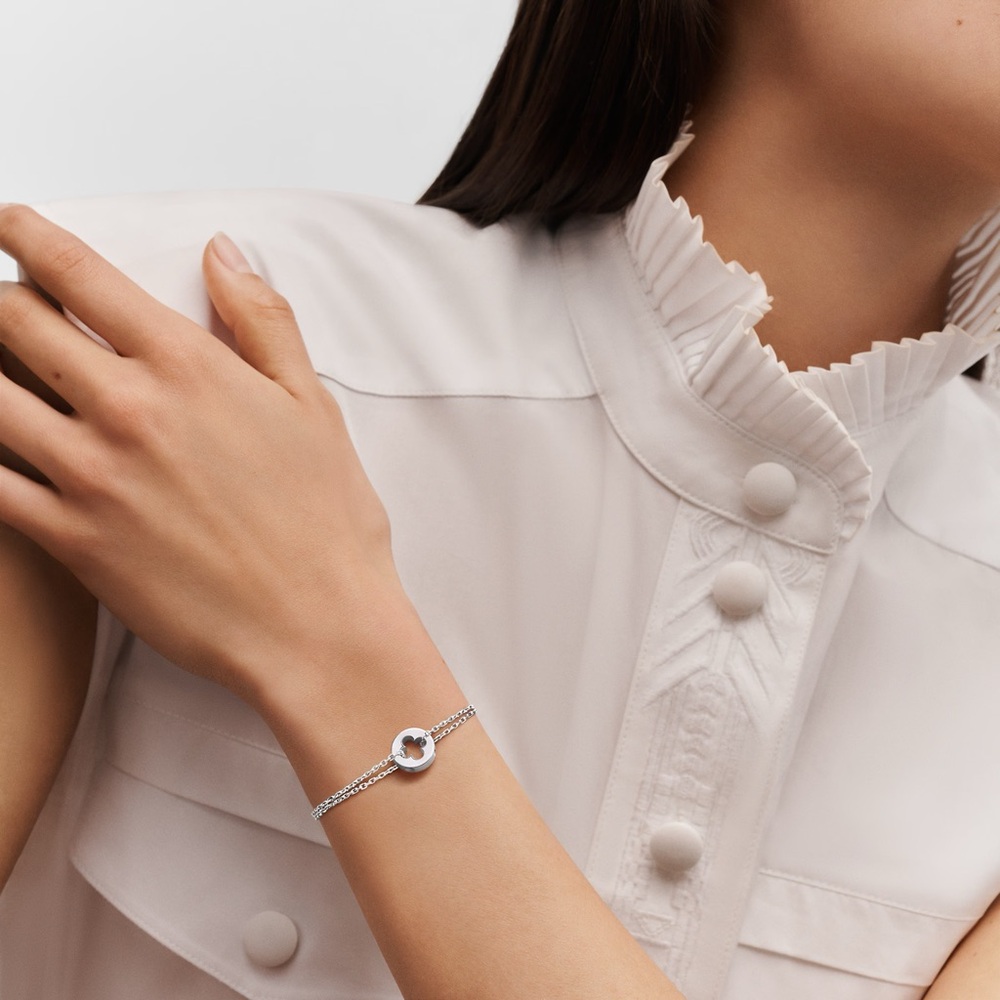 LOUIS VUITTON EMPREINTE DOUBLE CHAIN BRACELET - Solid 18K White Gold